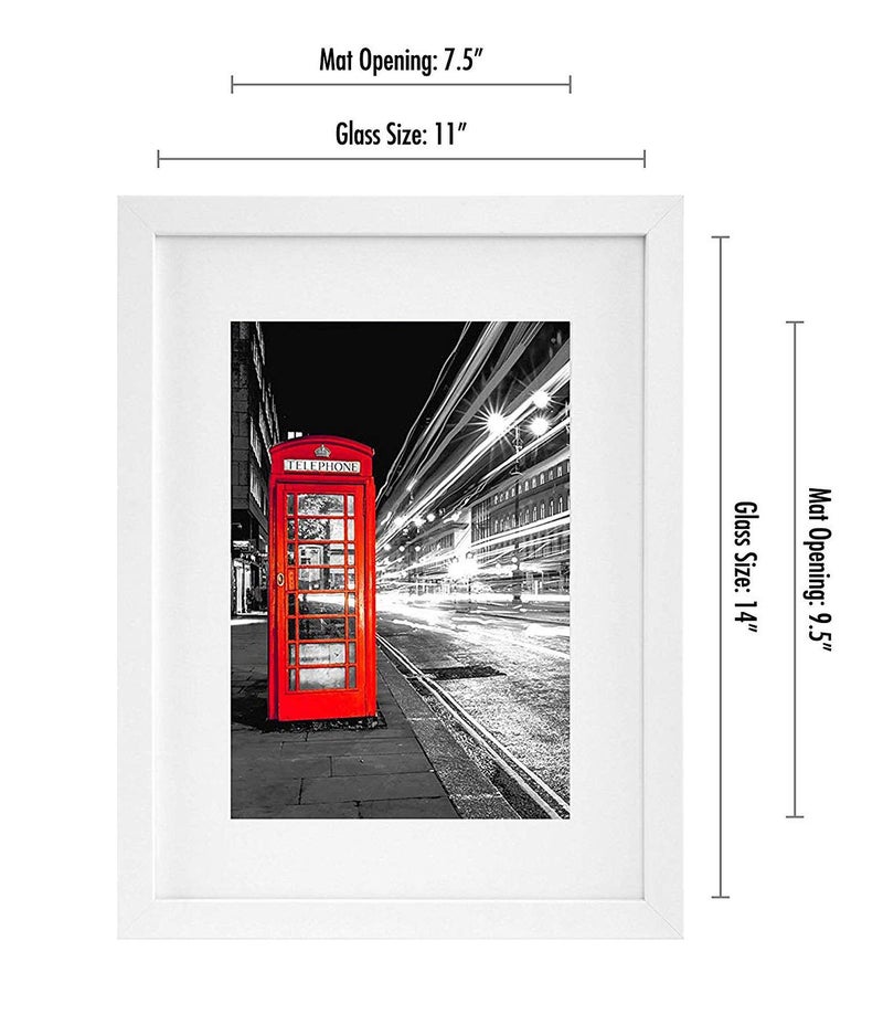 Americanflat 11x14 Picture Frame with Shatter-Resistant Glass - Use as 8x10 Frame with Mat or Display 11x14 Photo Without Mat - Signature Collection - Picture Frames for Wall Display - White - Image 2