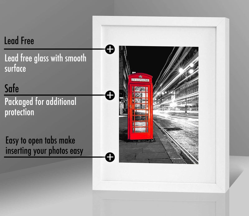 Americanflat 11x14 Picture Frame with Shatter-Resistant Glass - Use as 8x10 Frame with Mat or Display 11x14 Photo Without Mat - Signature Collection - Picture Frames for Wall Display - White - Image 4