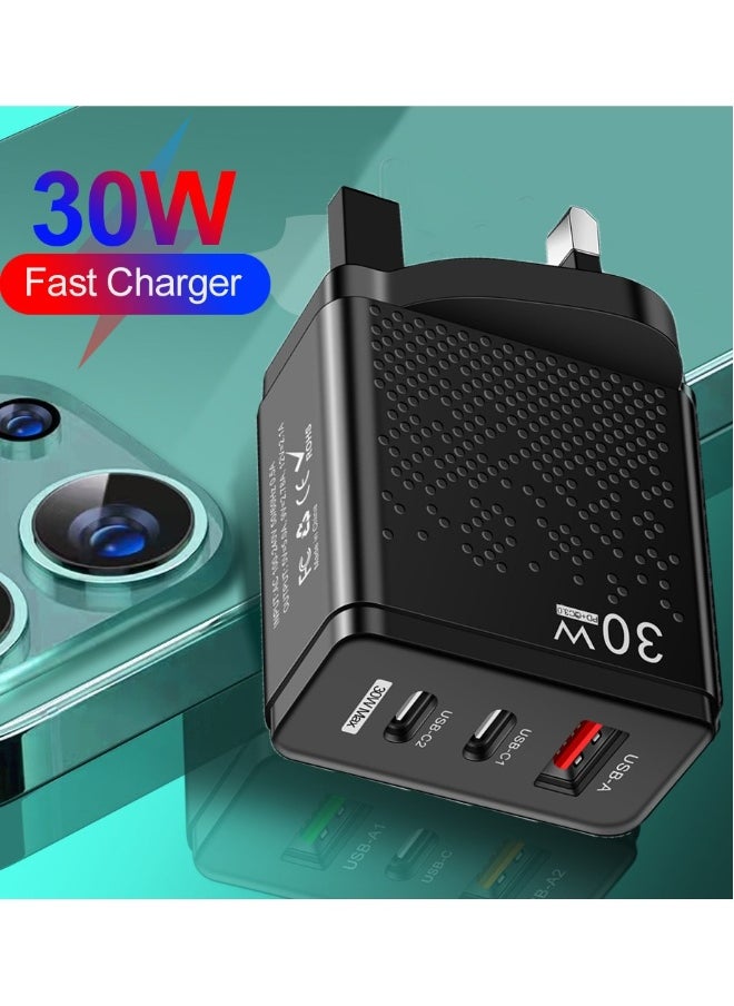 ماركة غير محددة - شاحن هاتف محمول متعدد الوظائف 30 واط - شاحن USB + شاحن PD نوع C مع شحن سريع 2.4 - محطة شحن إنفينو متوافقة مع آيفون، بيكسل، سامسونغ، هواوي، وآبل - Image 1