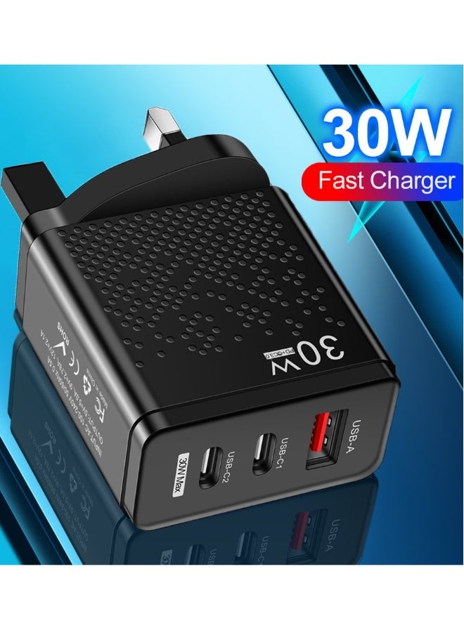 ماركة غير محددة - شاحن هاتف محمول متعدد الوظائف 30 واط - شاحن USB + شاحن PD نوع C مع شحن سريع 2.4 - محطة شحن إنفينو متوافقة مع آيفون، بيكسل، سامسونغ، هواوي، وآبل - Image 1