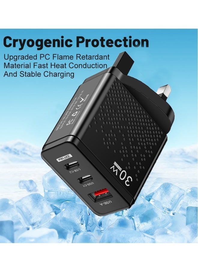ماركة غير محددة - شاحن هاتف محمول متعدد الوظائف 30 واط - شاحن USB + شاحن PD نوع C مع شحن سريع 2.4 - محطة شحن إنفينو متوافقة مع آيفون، بيكسل، سامسونغ، هواوي، وآبل - Image 1