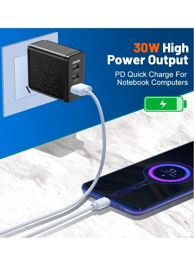 ماركة غير محددة - شاحن هاتف محمول متعدد الوظائف 30 واط - شاحن USB + شاحن PD نوع C مع شحن سريع 2.4 - محطة شحن إنفينو متوافقة مع آيفون، بيكسل، سامسونغ، هواوي، وآبل - Image 1