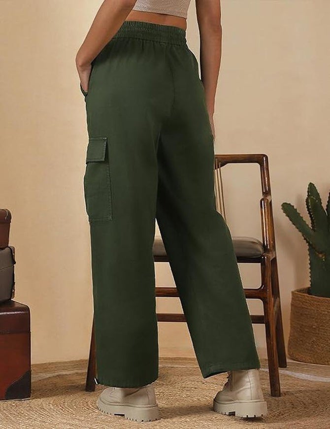 fyltr Women's Cargo Utility Trouser - 100% Cotton | Adjustable Hem | Drawstring Closure | Utility Pockets | Trousers for Women - Image 3