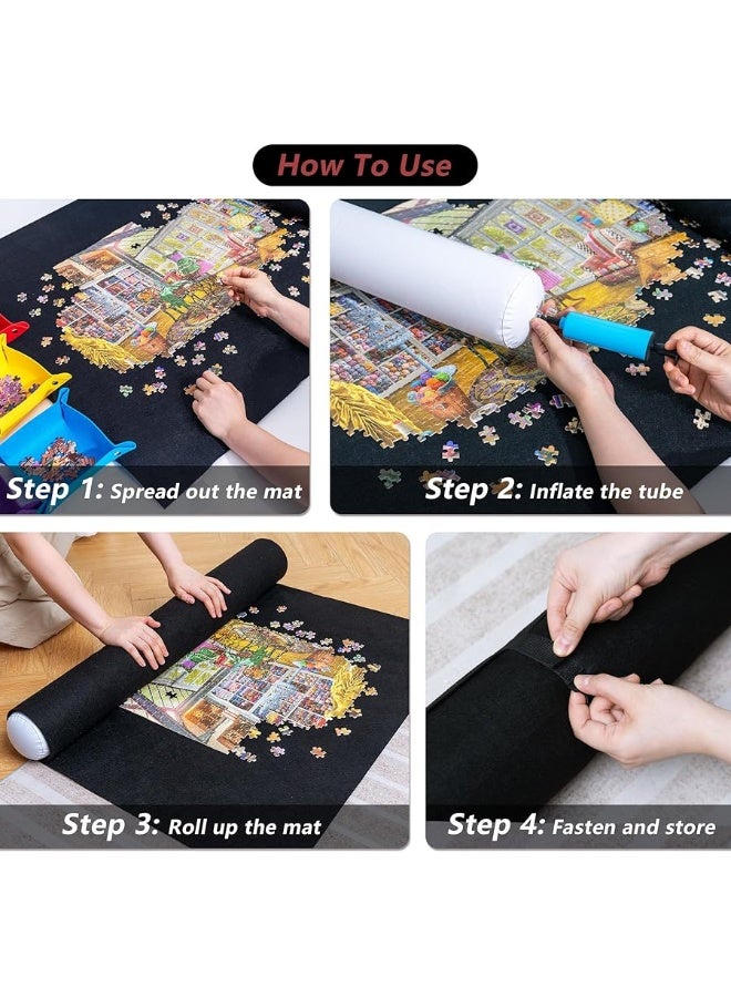 Lavievert Jigsaw Puzzle Mat Roll Up with 6 Color Sorting Trays Store and Transport Puzzles Up to 2000 Pieces Portable Puzzle Board Saver Keeper with Storage Bag  Hand Pump for Adults - Image 4