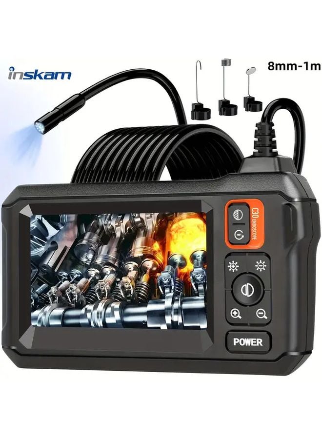 Orange 4.3 Inch IPS LCD Screen Industrial Endoscope Camera 8mm Single Lens IP67 Waterproof For Auto Repair Plumbing - Image 1