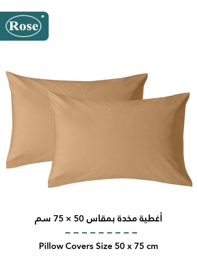Rose Luxurious Plain Fitted Sheet with Deep Pockets and Pillow Cases, Bed Sheet 3-Pieces Set, Soft & Cozy Microfiber Breathable and Cooling, King Size 200x200+38 cm, Black - Camel - Image 4
