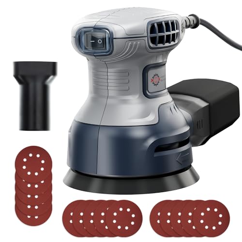 HeroJet Orbital Random Sander Tool, 6 Variable Speeds With Dust Bag, 360W, Palm Hand Sander For Woodworking, 13000 Rpm Small Handheld Electric Sander With Vacuum Dust Collector For Wood - Image 1