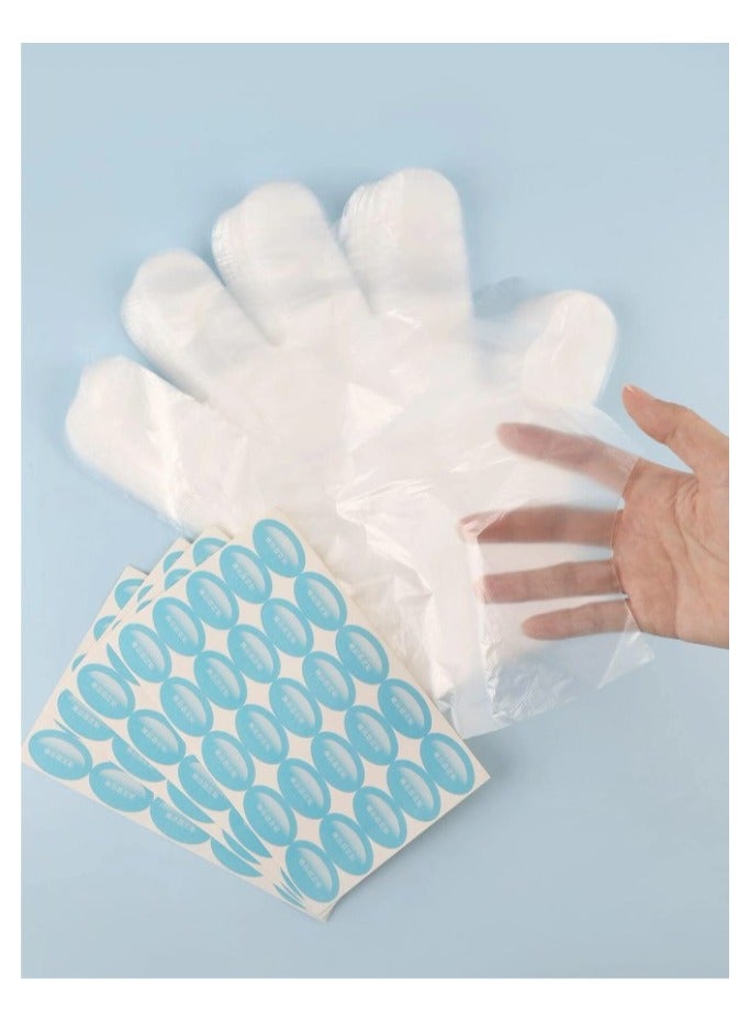 100pcs disposable clear plastic gloves, one size fits all - Image 2