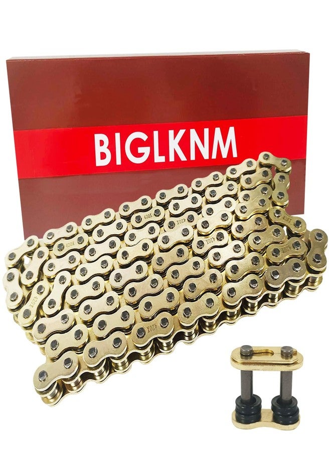 BIGLKNM Gold 420 X-Ring Chain 110 Links 420 Motorcycle Drive Chain with Connecting Master for ATV Dirt Bike - Image 1