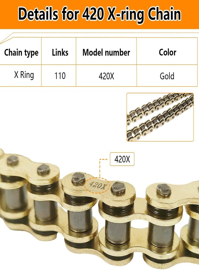 BIGLKNM Gold 420 X-Ring Chain 110 Links 420 Motorcycle Drive Chain with Connecting Master for ATV Dirt Bike - Image 4