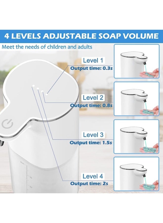 Automatic Liquid Soap Dispenser, 13.5oz/400ML Wall Mount Soap Dispenser, USB Rechargeable, Touchless Hand Dish Soap Dispenser Waterproof Pump, for Bathroom, Kitchen White  - Image 2