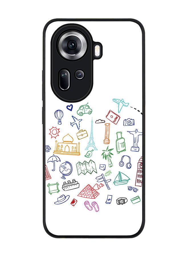 Stylizedd Rugged Black Edge Case for Oppo Reno11, Slim fit Soft Case Flexible Rubber Edges Anti Drop TPU Gel Thin Cover -  Traveler - Image 1