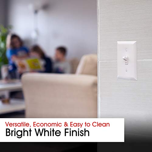 Power Gear Single Oversized Wall Plate Cover, 1 Gang, Light switch cover, 3.1” x 4.9”, Outlet Covers, Screws Included, White, 30598 - Image 4