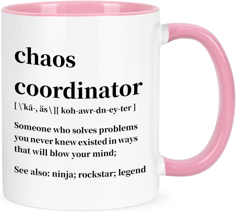 Cabtnca Chaos Coordinator Mug, 11Oz, Porcelain, Coffee Mug for Women Boss Teacher, Funny Work Gifts, Handmade, Microwave Safe, Dishwasher Safe - Image 1