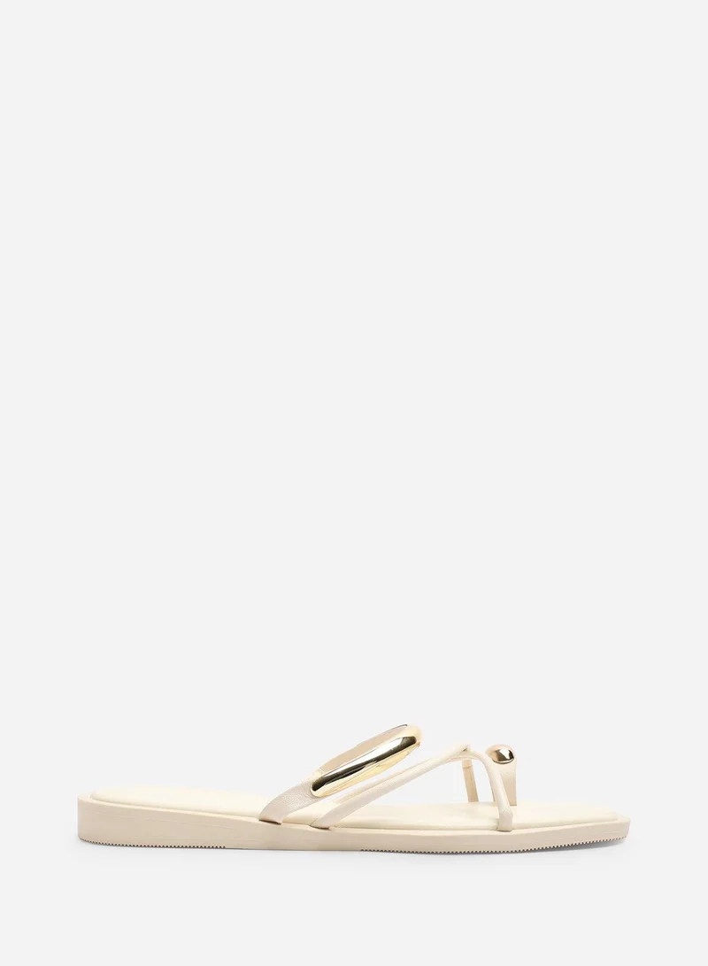 Where's That From Zelina Strappy Metal Toe Loop Slide On Sandal