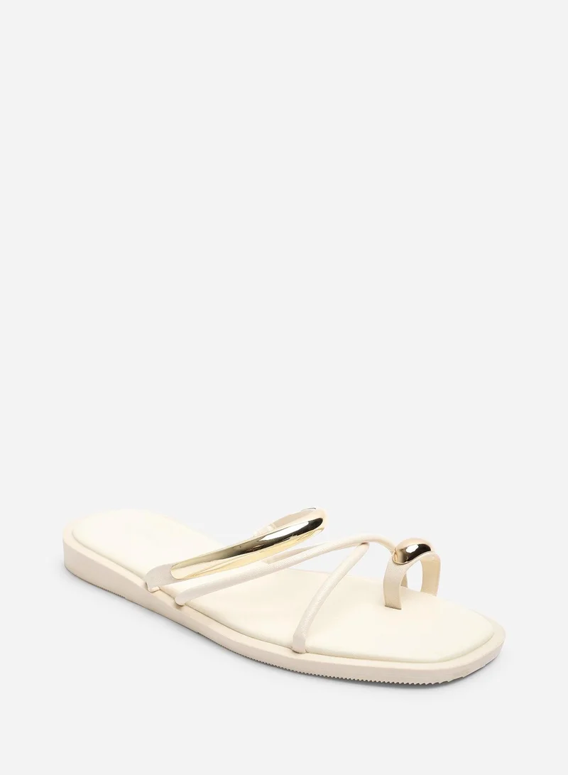 Where's That From Zelina Strappy Metal Toe Loop Slide On Sandal