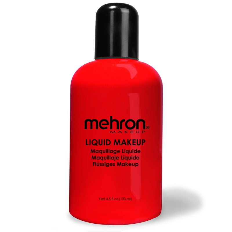 Mehron Makeup Liquid Makeup | Face Paint and Body Paint Perfect for Halloween, Cosplay I Air Brush Compatible 4.5 oz (133 ml) (Red) - Image 1