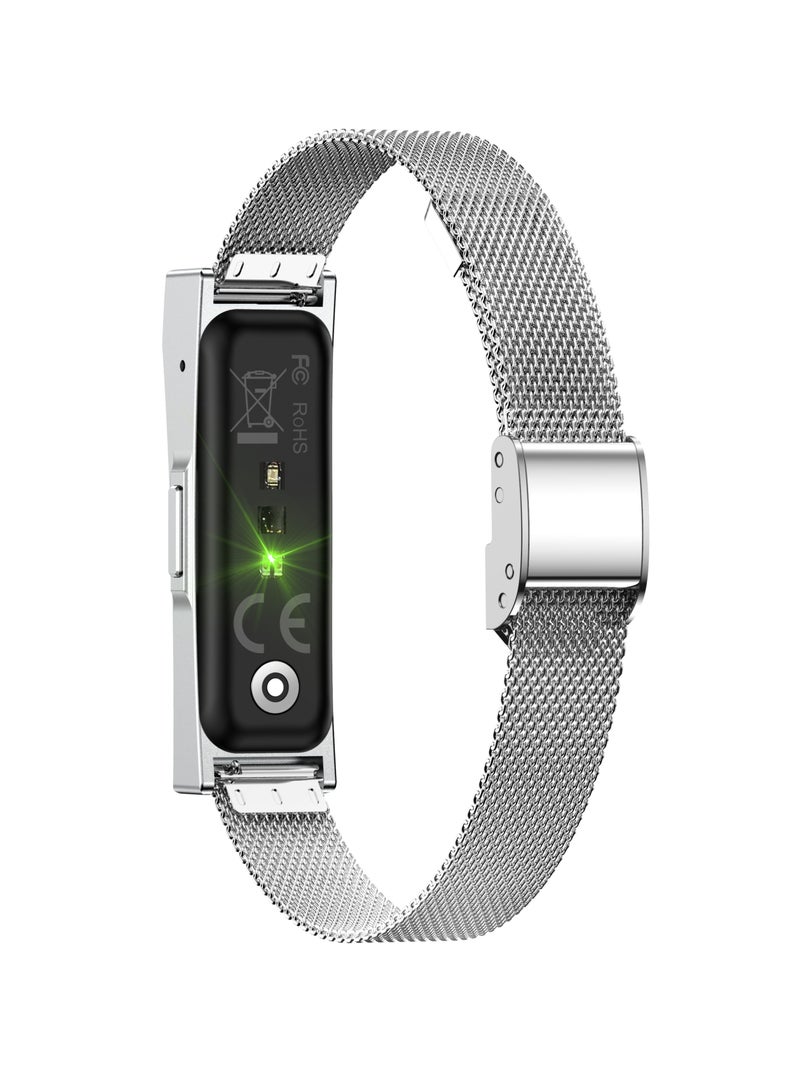 LIGE Call Reminder Smart Bracelet for Men Women Pedometer Health Monitoring Sport Fitness Tracker with Double Silver Changeable band - Image 2