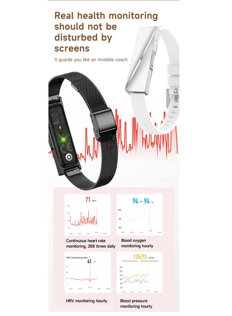 LIGE Call Reminder Smart Bracelet for Men Women Pedometer Health Monitoring Sport Fitness Tracker with Double Silver Changeable band - Image 4