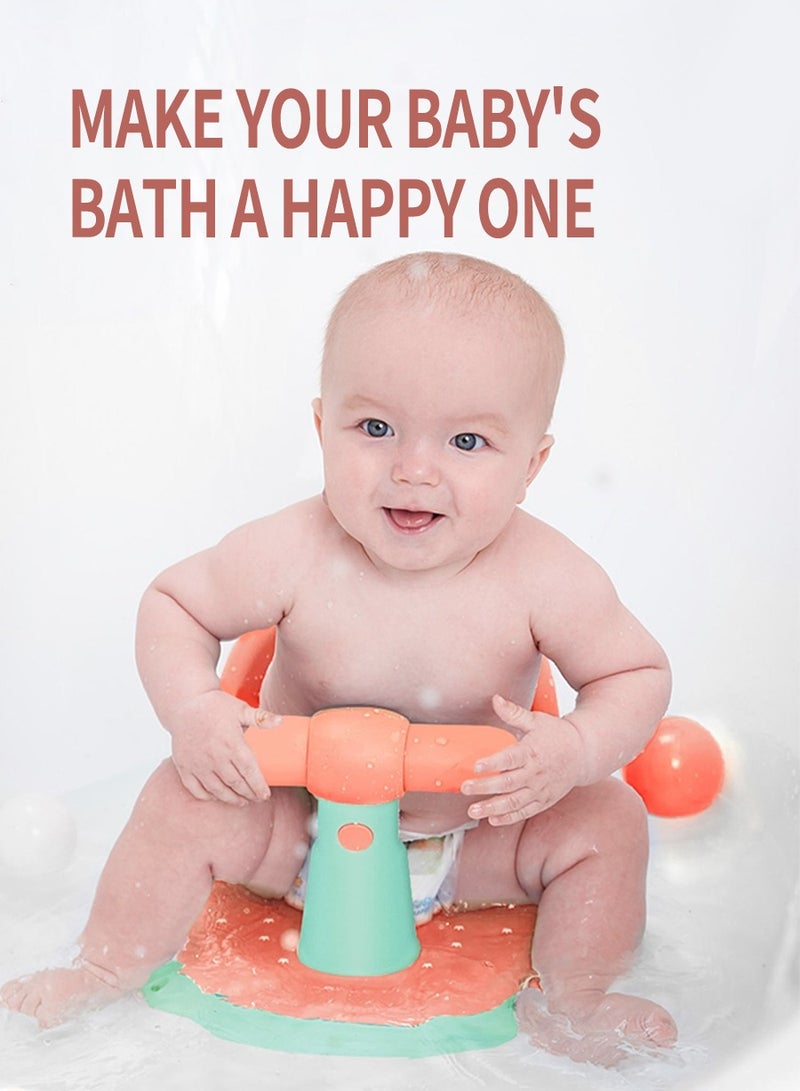 Baby Bath Seat, Sit-Stand Shower Seat For 6 Months And Above, Non-Slip Padded, Safety Suction Cups, 4 Universal Wheels, Can Be Used As A Child's Twisted Pushchair - Image 4