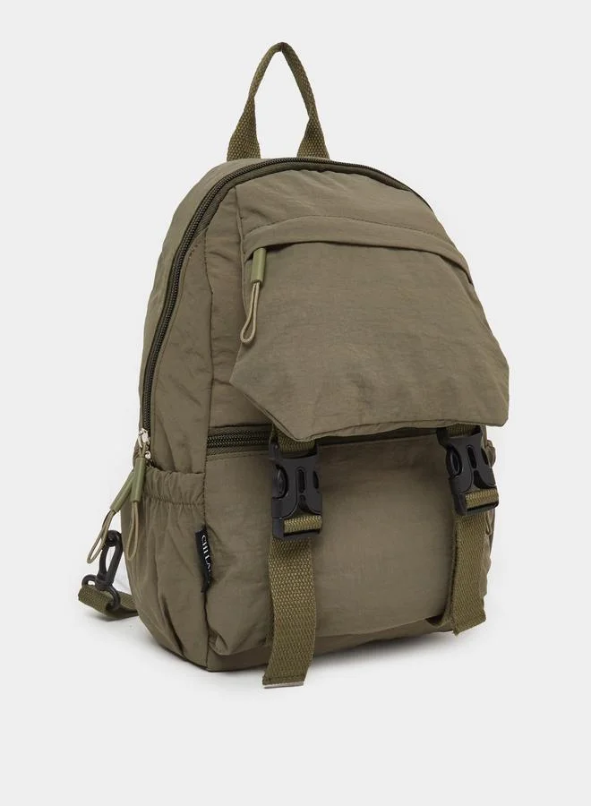Styli  Women Khaki Buckle Strap Backpack for Women | Best Price UAE