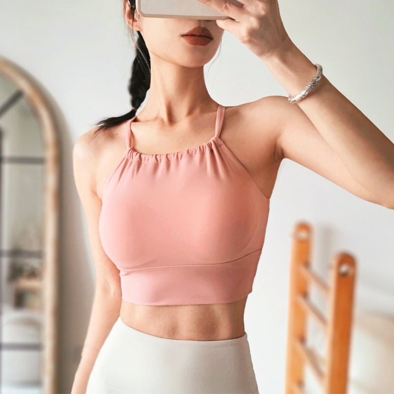 Summer Pleated Suspenders Cross Bra Top Internet Popular Pure Spice Girls Slim-Fit Slimming Yoga Top Sports Exercise - Image 5