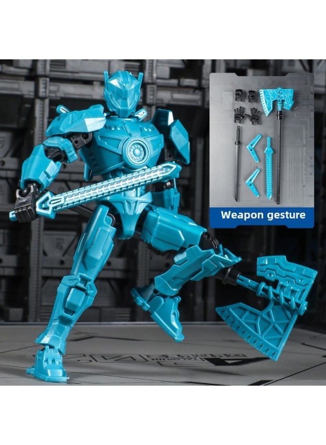 Robocop Wanderer Doll 13 Multi-joint Movable Doll Toy Assembled Mecha Model Doll-Color:Wanderer-cyan - Image 1