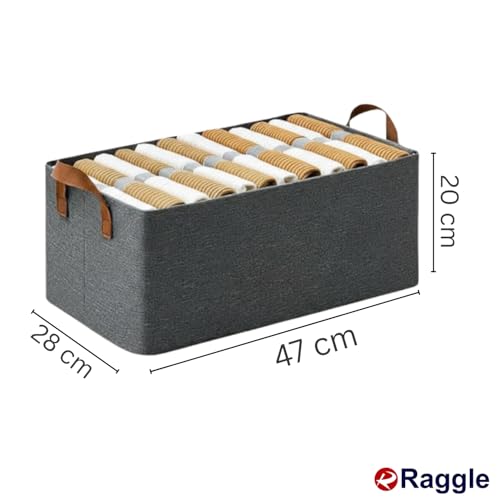 Raggle 3PCS Collapsible Fabric Storage Cubes Organizer with Handles Foldable Storage Baskets for Organizing Toys, Books, Shelves, Closet, Large Storage Box with Handles (Gray, 26L-3) - Image 2