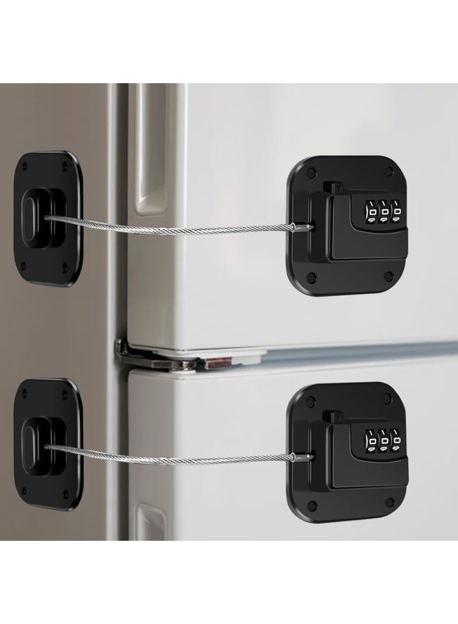 kusaiooi Fridge Lock Refrigerator Freezer Childproof Locks for Adults Cabinets and Drawers Easy Install No Keys Needed Combo Lock Multifunctional Child Safety Cabinet Locks (Black 2 Pack) - Image 1