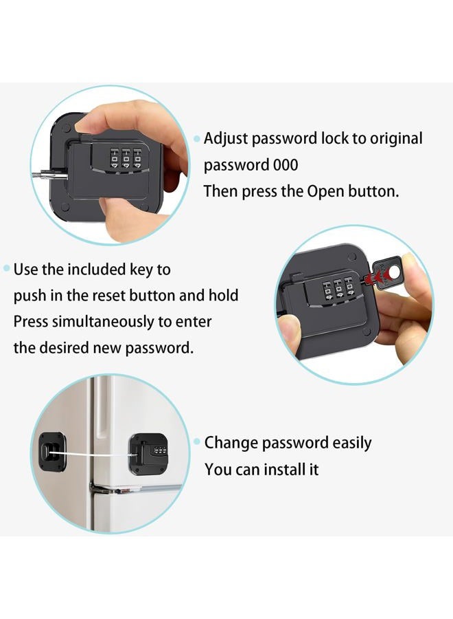 kusaiooi Fridge Lock Refrigerator Freezer Childproof Locks for Adults Cabinets and Drawers Easy Install No Keys Needed Combo Lock Multifunctional Child Safety Cabinet Locks (Black 2 Pack) - Image 4