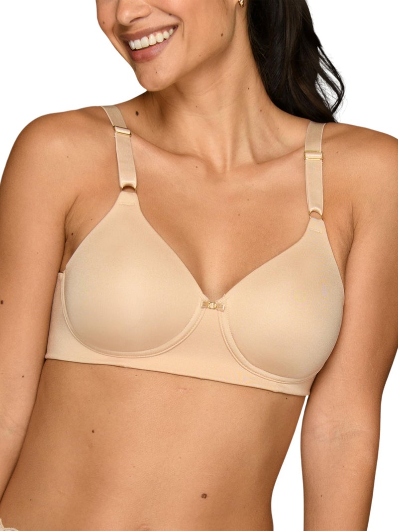 Vanity Fair Womens Full Coverage Beauty Back Smoothing Bra, 4-way Stretch Fabric, Lightly Lined Cups Up To Dd Bra, Wireless - Beige, 34B US - Image 1