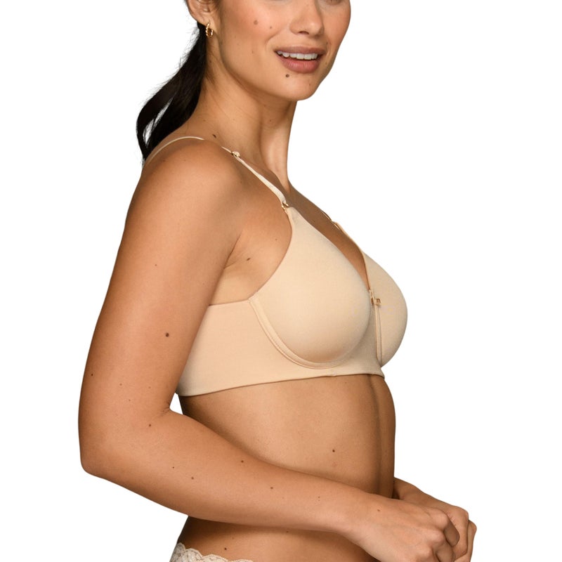 Vanity Fair Womens Full Coverage Beauty Back Smoothing Bra, 4-way Stretch Fabric, Lightly Lined Cups Up To Dd Bra, Wireless - Beige, 34B US - Image 2