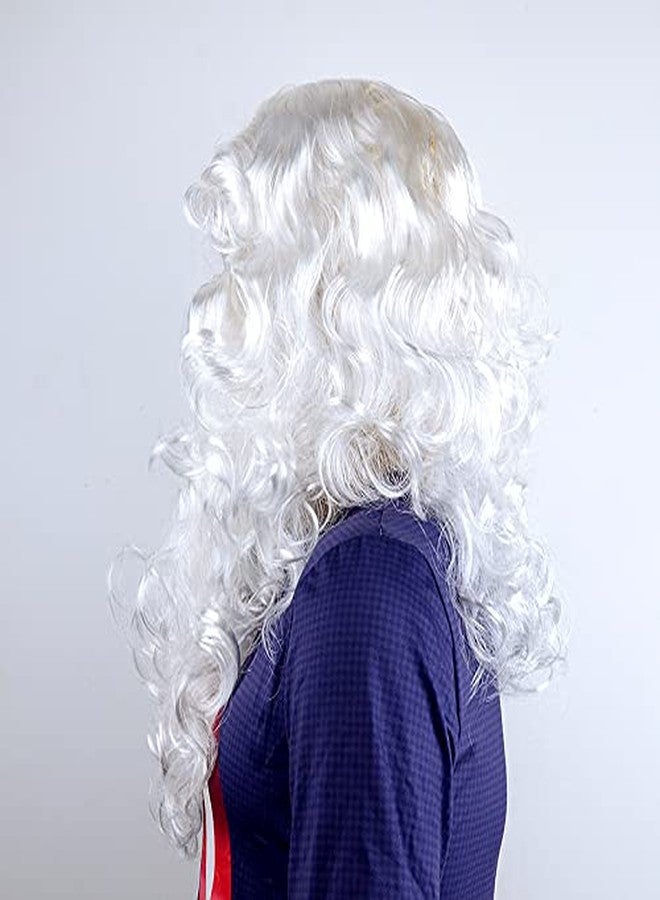 Utavu Santa Wig and Beard Set Christmas Wig Fancy Dress Costume White - Image 4