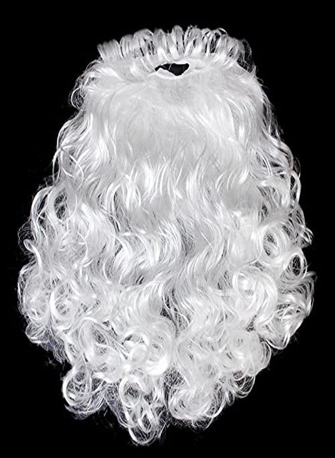 Utavu Santa Wig and Beard Set Christmas Wig Fancy Dress Costume White - Image 2