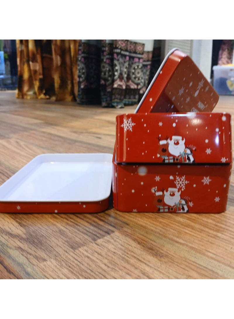 Two rectangular metal Christmas boxes, one measuring 17 cm in length and 10 cm in width, and the other smaller, measuring 13 cm in length and 10 cm in width. - Image 3