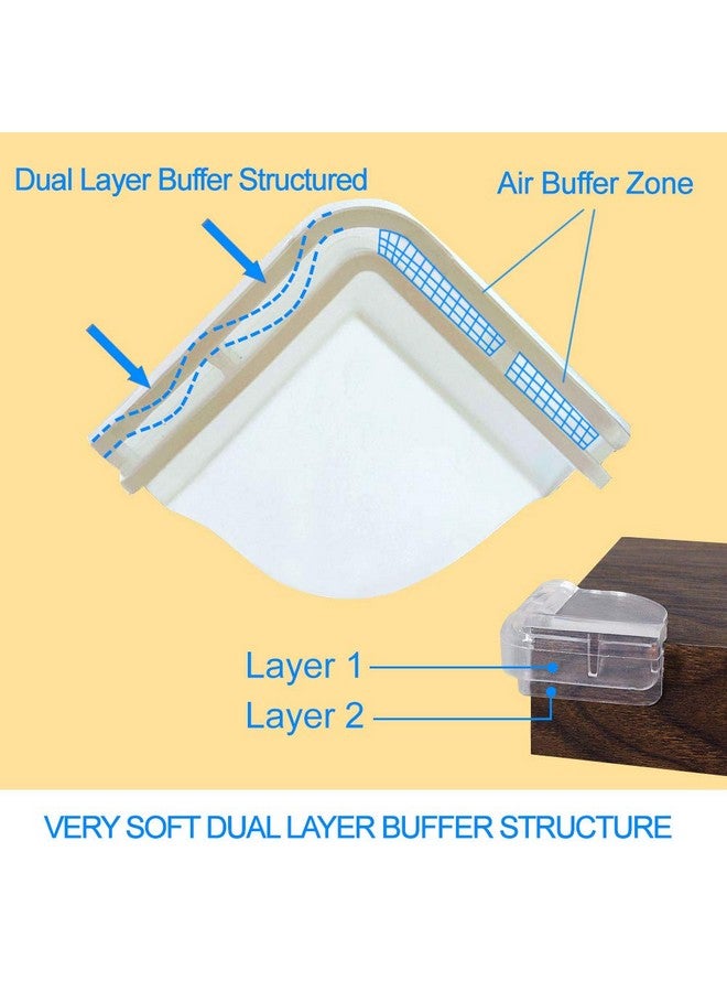 Matyz 16-Pack 1.6" Large Clear Corner Protectors - Dual Layer Buffer Structure Soft Table Corner Guards - Child Proof Furniture Corner Safety Bumpers - Up-Down Corner Cover Safety - Image 2