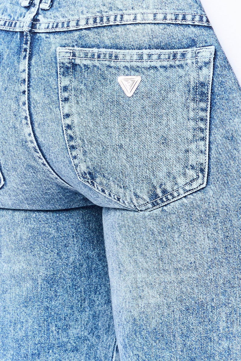 GUESS Women Regular Fit Ripped Non Stretchable Denim Jeans, Blue - Image 3