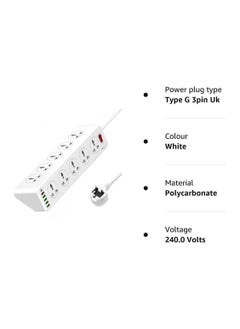 Y&D Surge Protector Power Strip,Extension Socket,30W 6-Port USB Charger Strip with 10*Outlets/5 *USB / 1 * PD USB-C Wall Adapter Fast Charging,2500 Watt, 2 Meter Cable  - Image 2