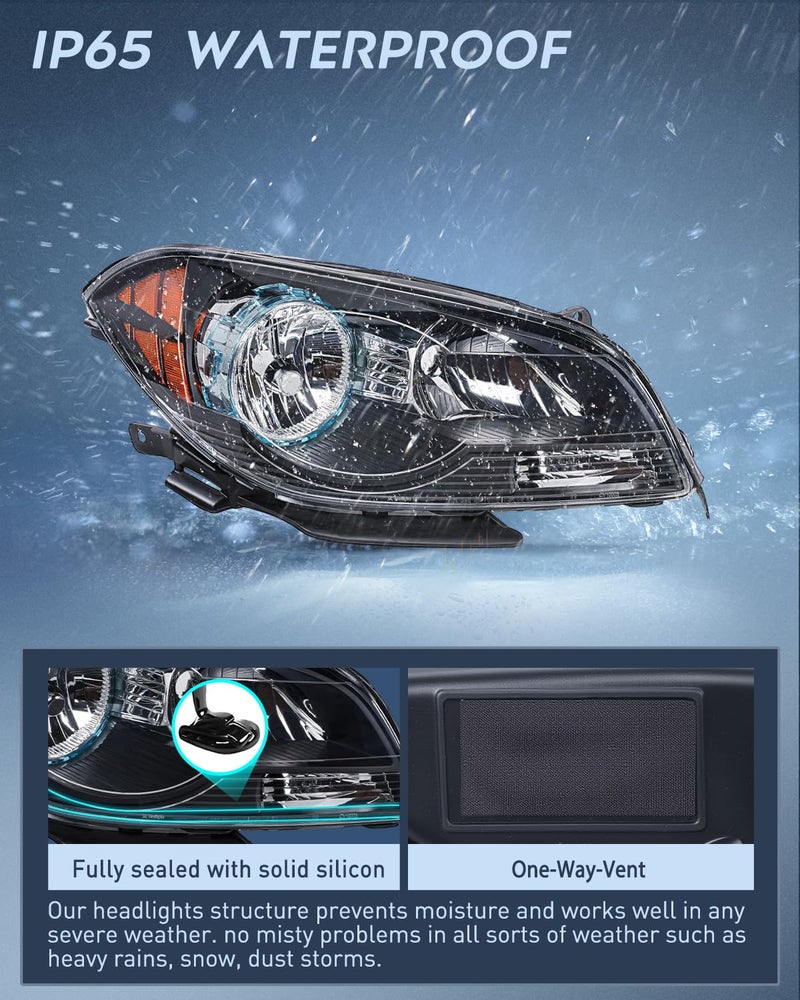 Nilight Headlight Assembly Compatible with 2008 2009 2010 2011 2012 Chevy Malibu 4 Door Halogen Factory Headlamp Black Housing Clear Reflector Headlamp Passenger and Driver Side - Image 5