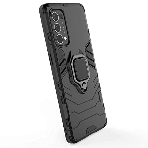 WOW IMAGINE Shock Proof Back Case Mobile Cover for Oppo Reno8 T | Reno 8T 5G | Back Cover Case (Tough Armor | Hybrid PC + TPU | Ring Holder & in-Built Kickstand | Black) - Image 5