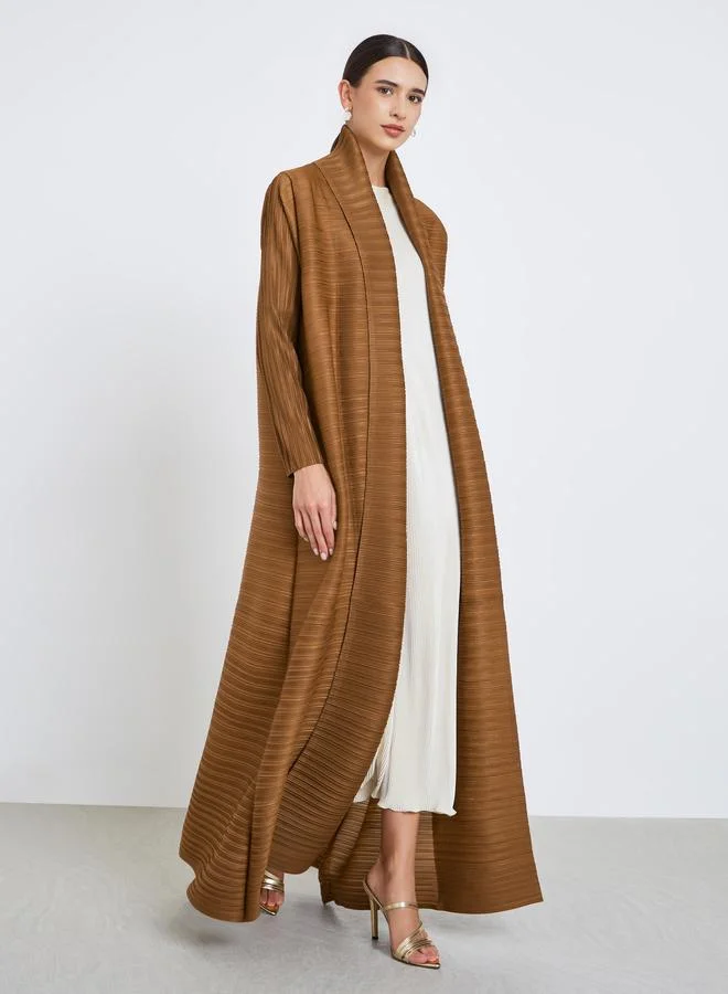 تايك تو عباية سادة محبوكة بكسرات وحزام وأكمام طويلة