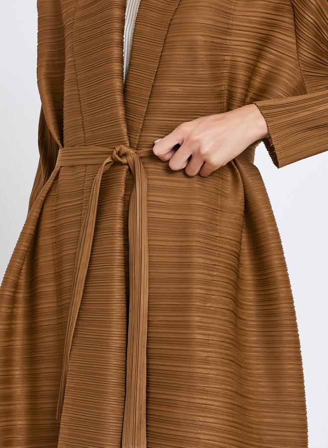 تايك تو عباية سادة محبوكة بكسرات وحزام وأكمام طويلة - Image 4