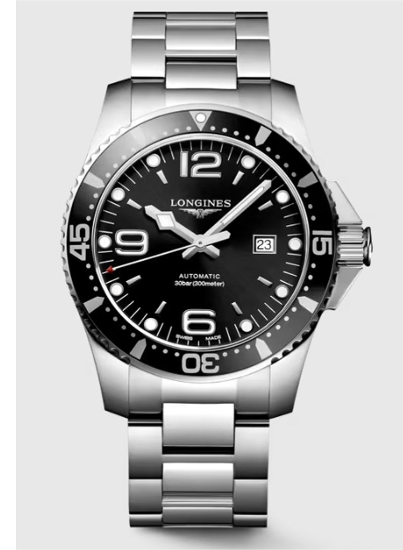 Longines HYDROCONQUEST series, men's high-end watch, automatic winding, diameter 44.00 mm, stainless steel-black - Image 1