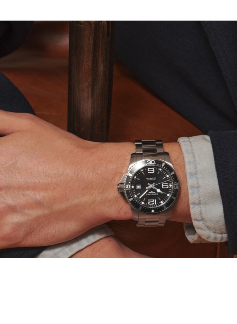 Longines HYDROCONQUEST series, men's high-end watch, automatic winding, diameter 44.00 mm, stainless steel-black - Image 3