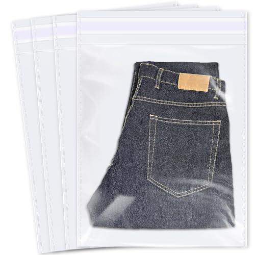 iMailer 100 Pcs -13" x 15" Clear Plastic Cellophane Bags-Resealable Self Sealing Cello Poly Bags for Prints, Photos, Documents, Clothing, T-Shirt - Image 1