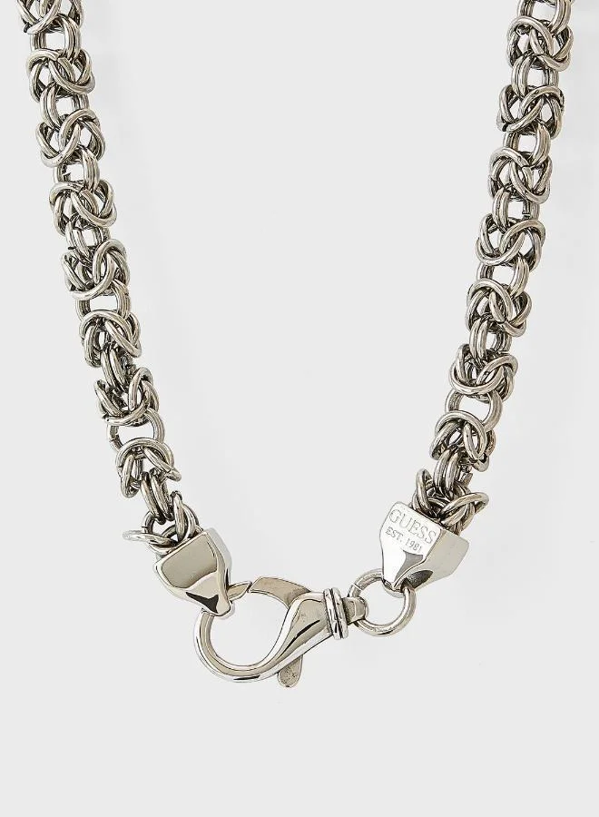 GUESS Silver Long Steel Necklace for Men | Best Price UAE