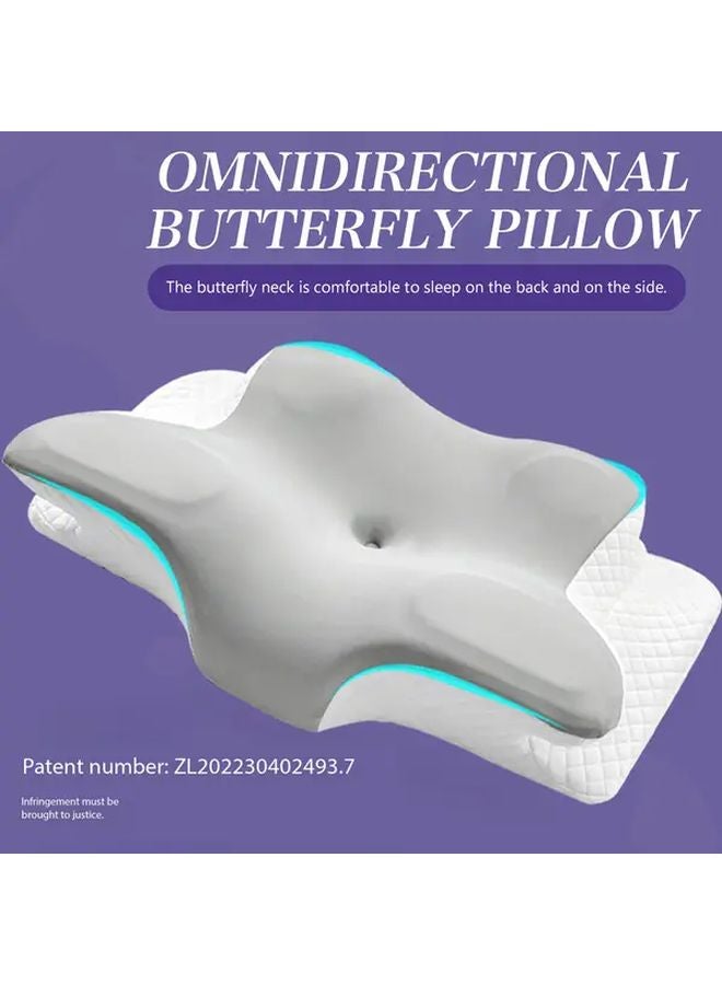 Purple Memory Foam Pillow Butterfly Shape Orthopedic Neck Support 62x42cm - Image 5
