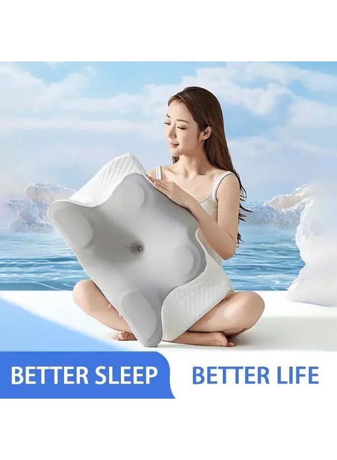 Purple Memory Foam Pillow Butterfly Shape Orthopedic Neck Support 62x42cm - Image 4