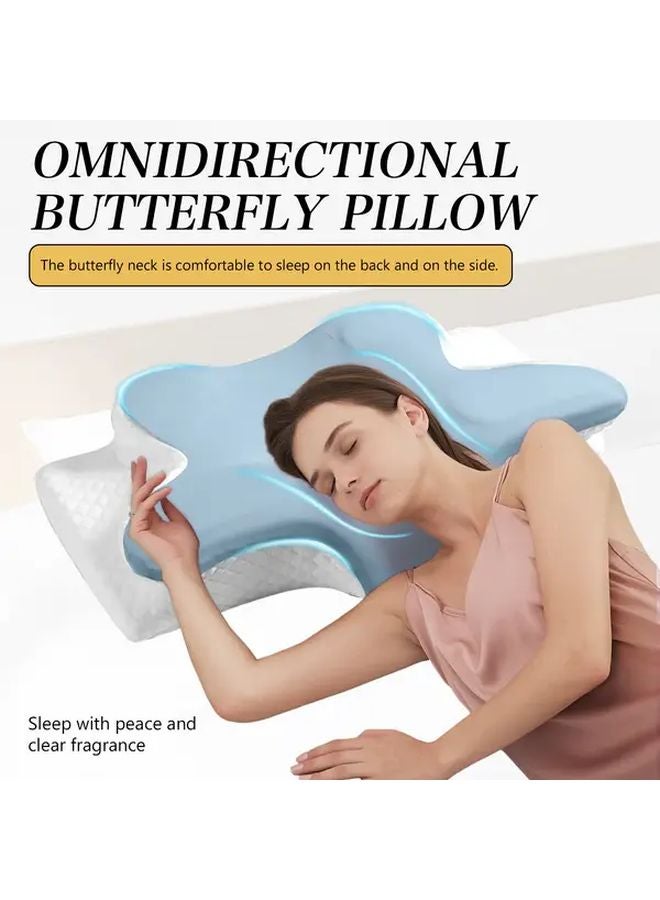 Purple Memory Foam Pillow Butterfly Shape Orthopedic Neck Support 62x42cm - Image 2