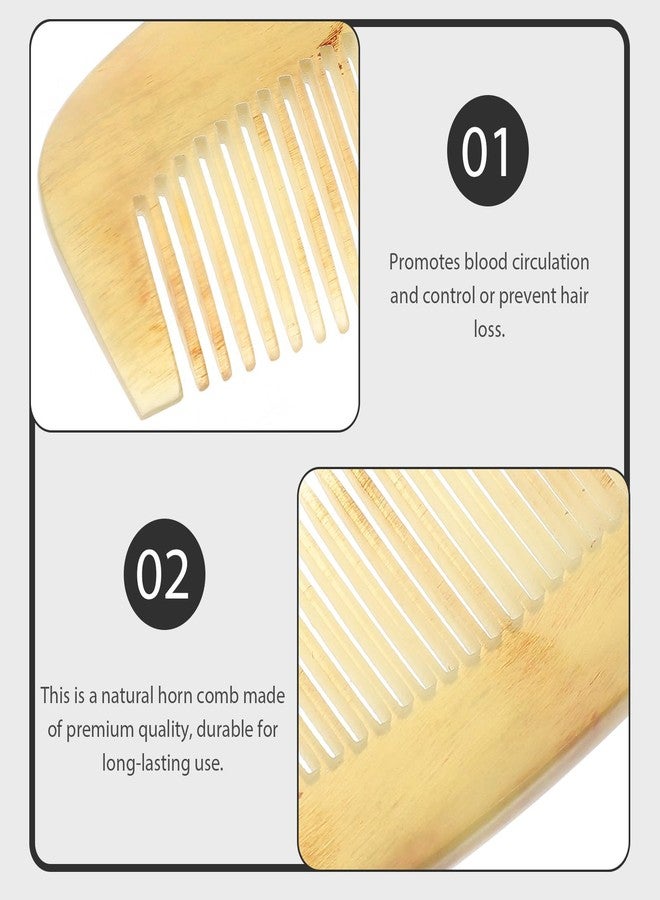 Lurrose Ox Horn Hair Comb Pocket Horn Comb s Hair Beard Detangling Fine Women Teasing s for Women for Loss Man Buffalo Anti-static - Image 2